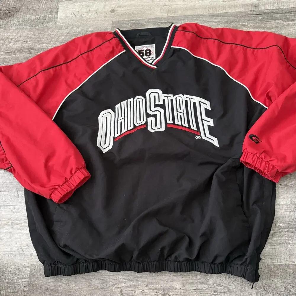 Ohio State Buckeyes 58 Sports Mens XL Pullover Windbreaker Jacket Jersey-Lined